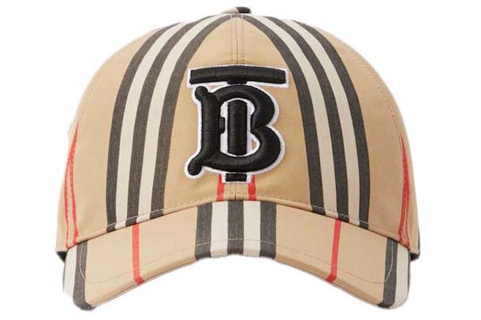 Burberry Casquette de baseball coton carreaux traditionnels monogramme beige