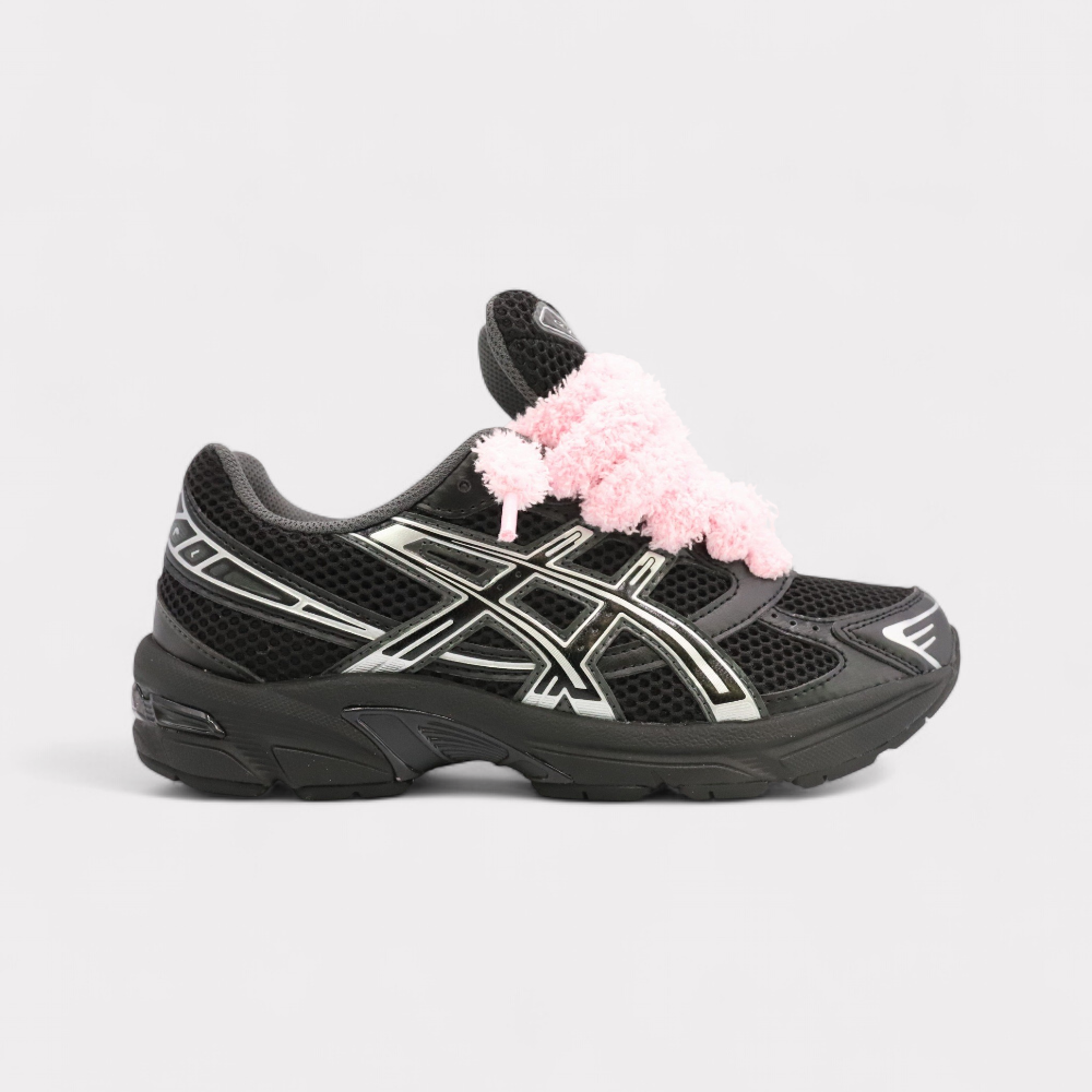 Asics GEL-1130 Black Pure Silver - Fluffy Laces Pink